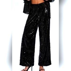 Forever 21 Black Wide Leg Sequin Pants Size Medium NWT